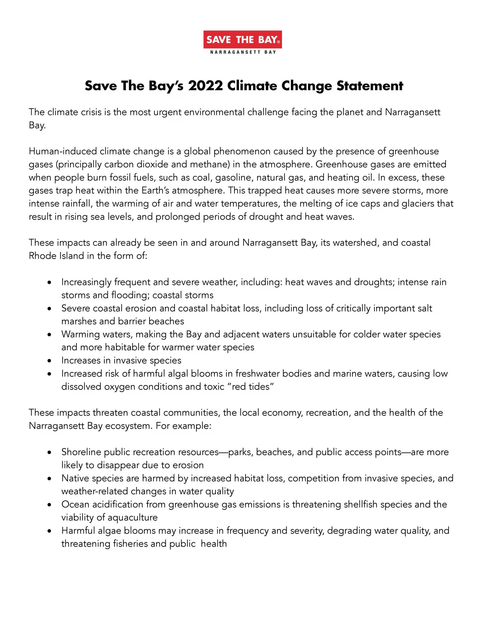 Climate Change Statement Cover