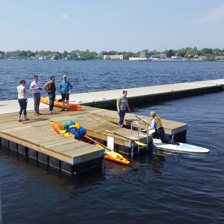 Kaykers-using-new-kayak-launch-at-new-Fields-Point-Public-Pier